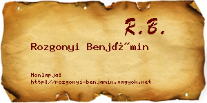 Rozgonyi Benjámin névjegykártya