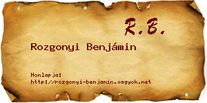 Rozgonyi Benjámin névjegykártya